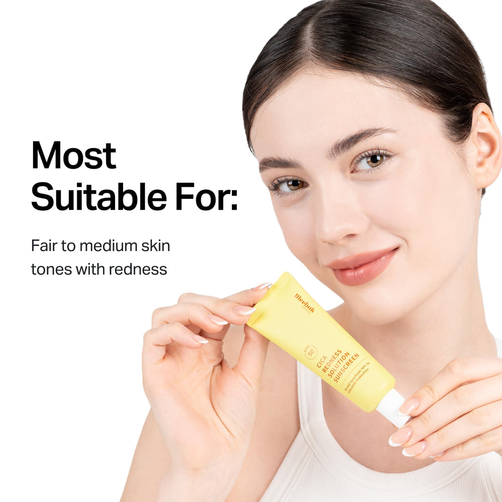 Meebak Redness-neutralizing CC cream on skin.