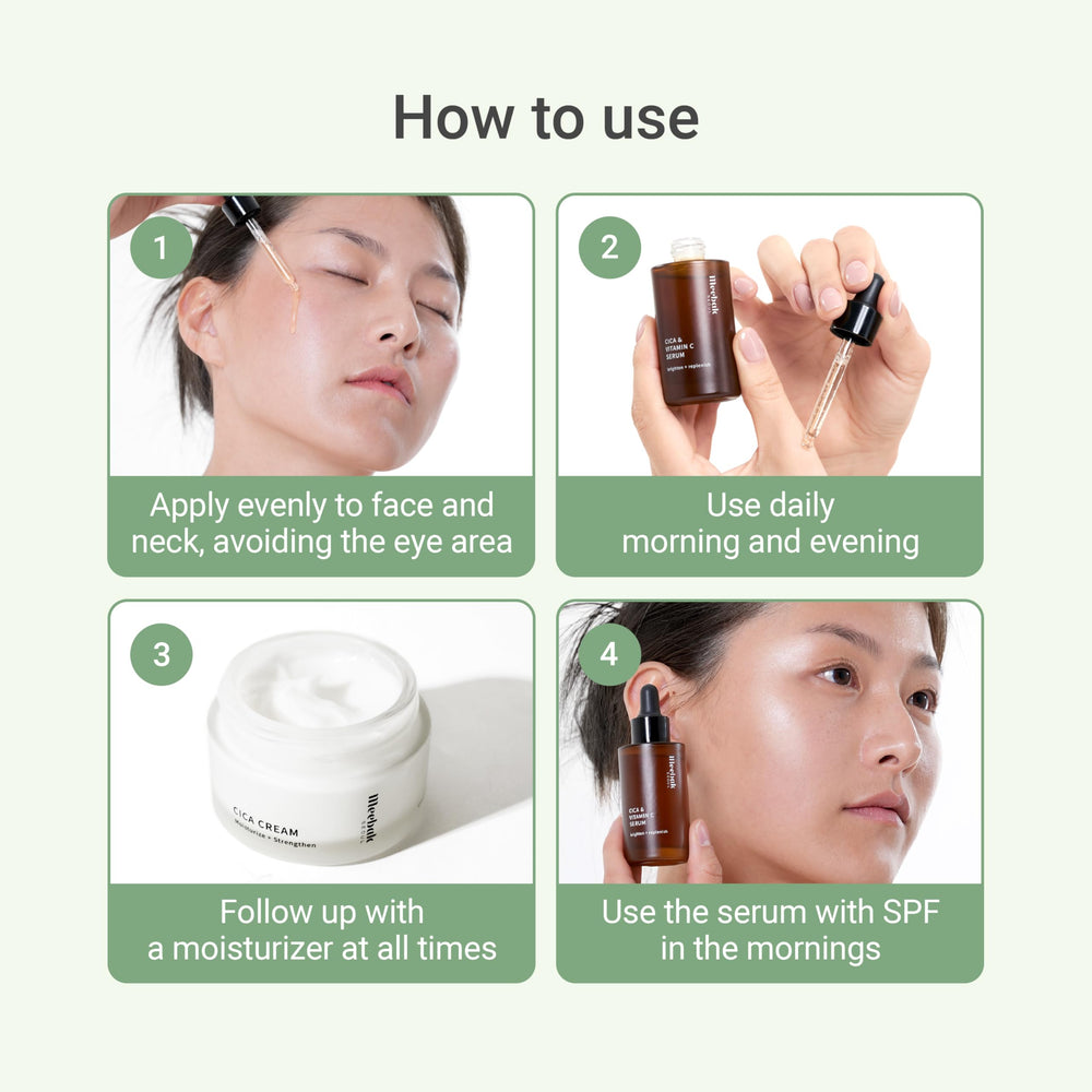 Meebak Vitamin C Serum application routine scene for easy morning skincare