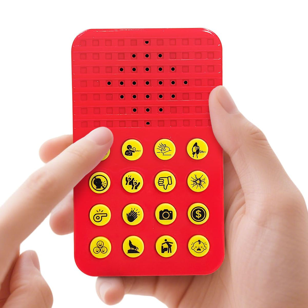 Meemazi Sound Effects Machine gift packaging highlights a playful, gift-ready gadget.
