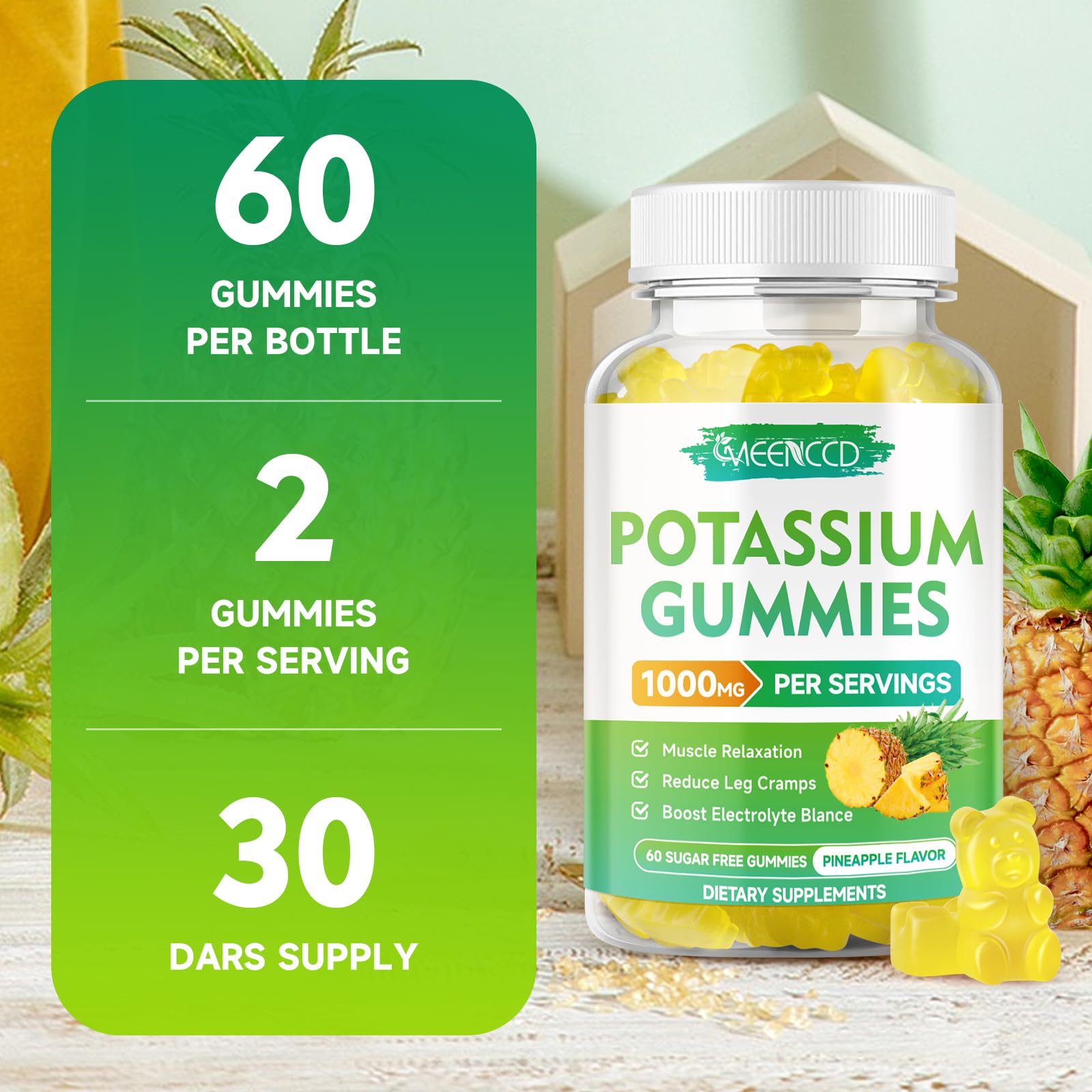 MEENCCD Potassium Citrate Gummies 1000mg dosage chart