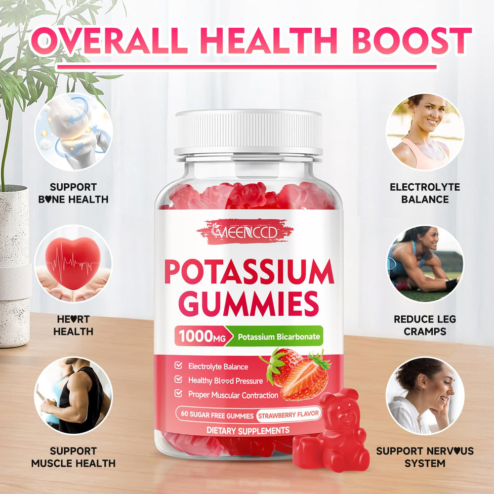 MEENCCD potassium gummies closeup texture emphasizes soft chew and sugar-free appeal