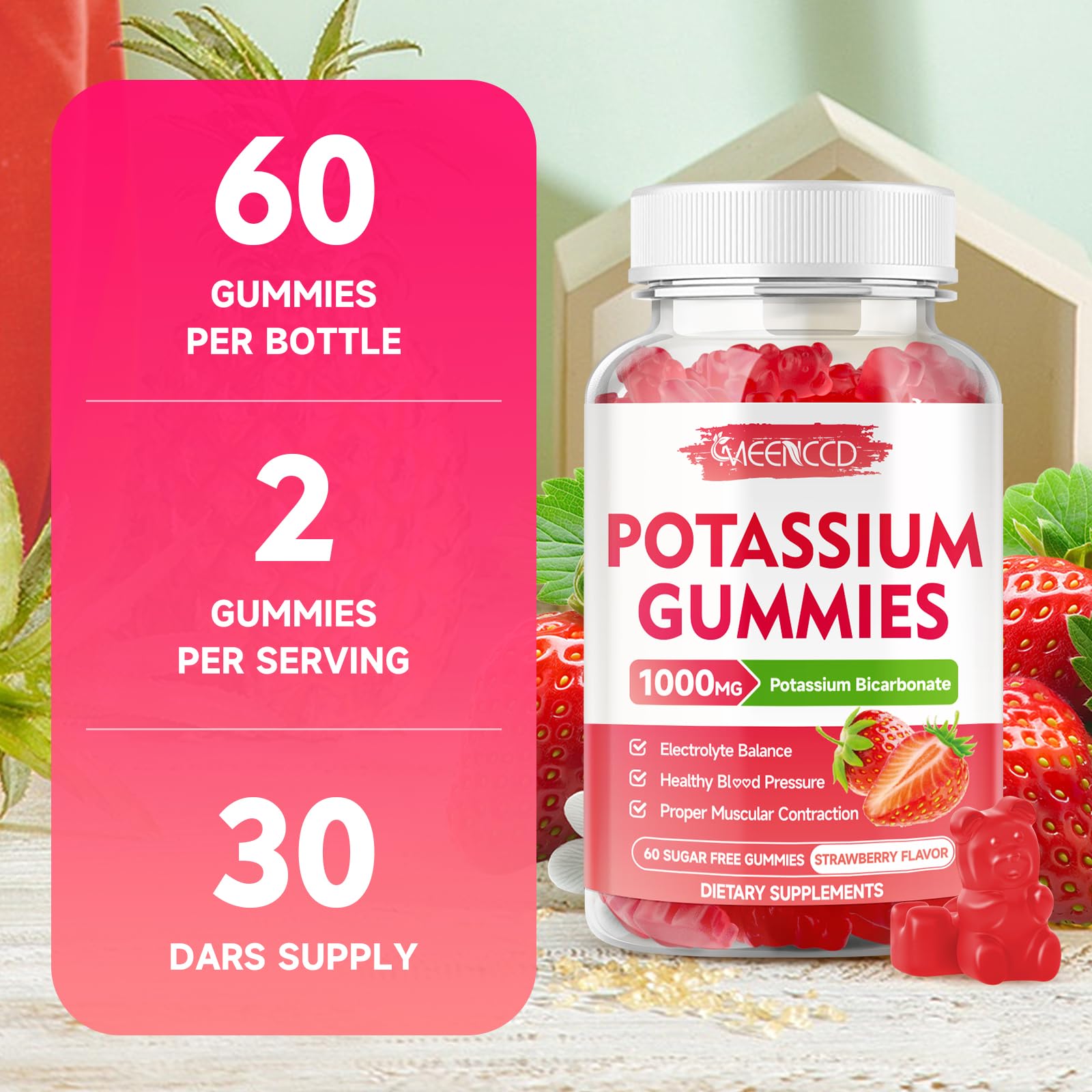 MEENCCD potassium gummies bottle with consumer-friendly format for adults and kids