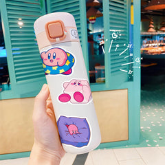 Meet Holiday Kirby stickers on laptop highlighting waterproof design
