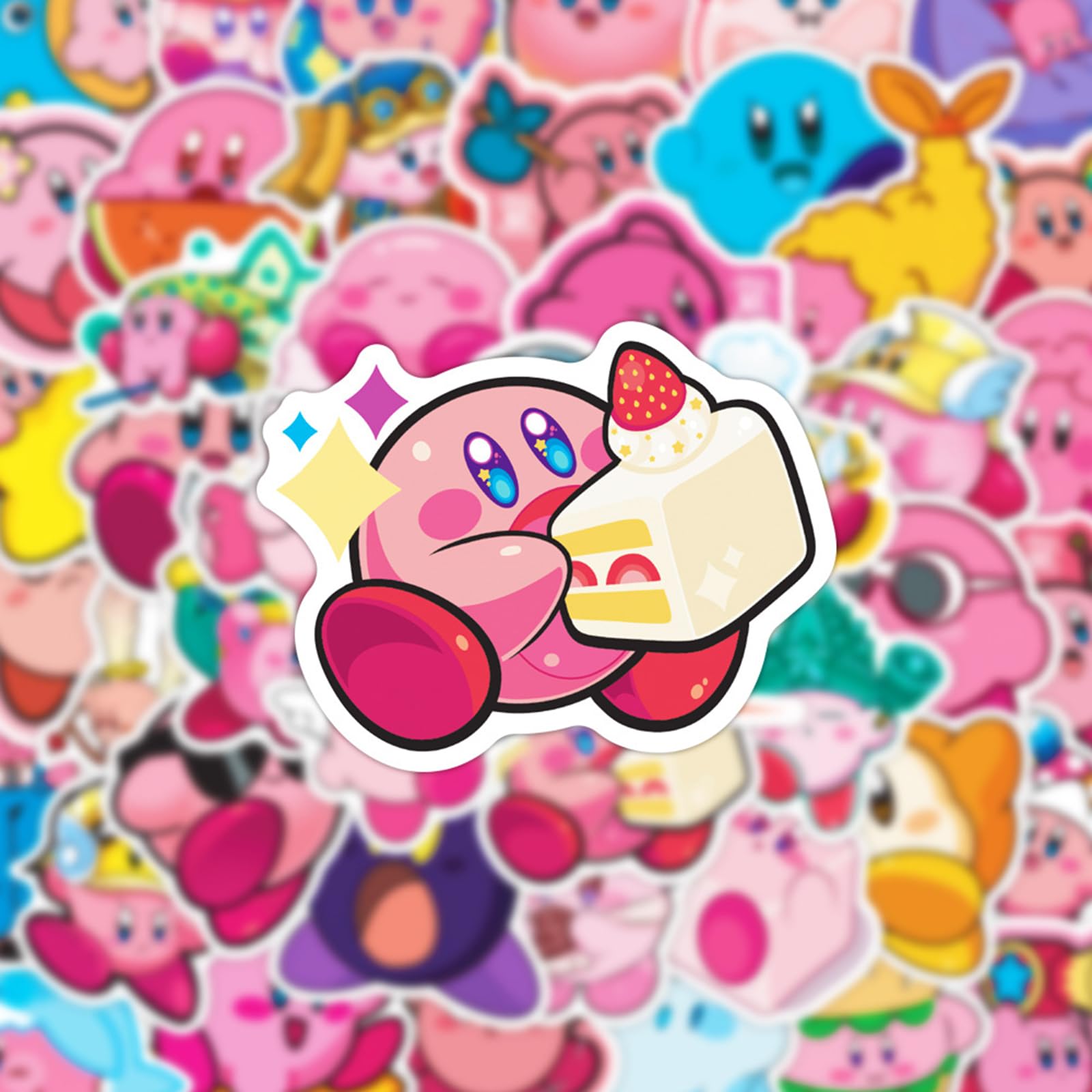 Meet Holiday Kirby stickers on travel case for personalization