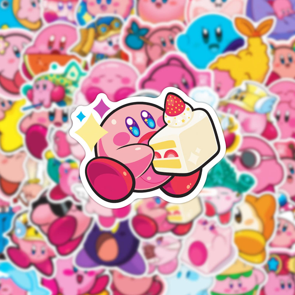 Meet Holiday Kirby stickers on travel case for personalization