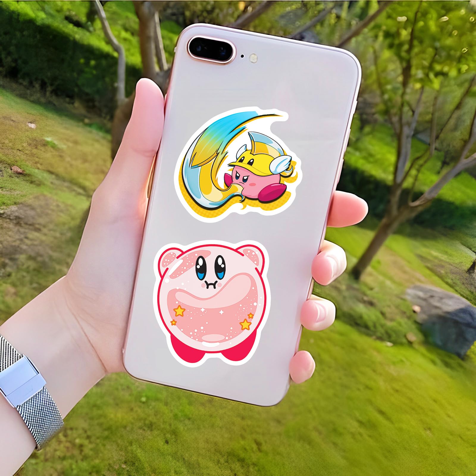 Meet Holiday Kirby stickers on water bottle for daily use