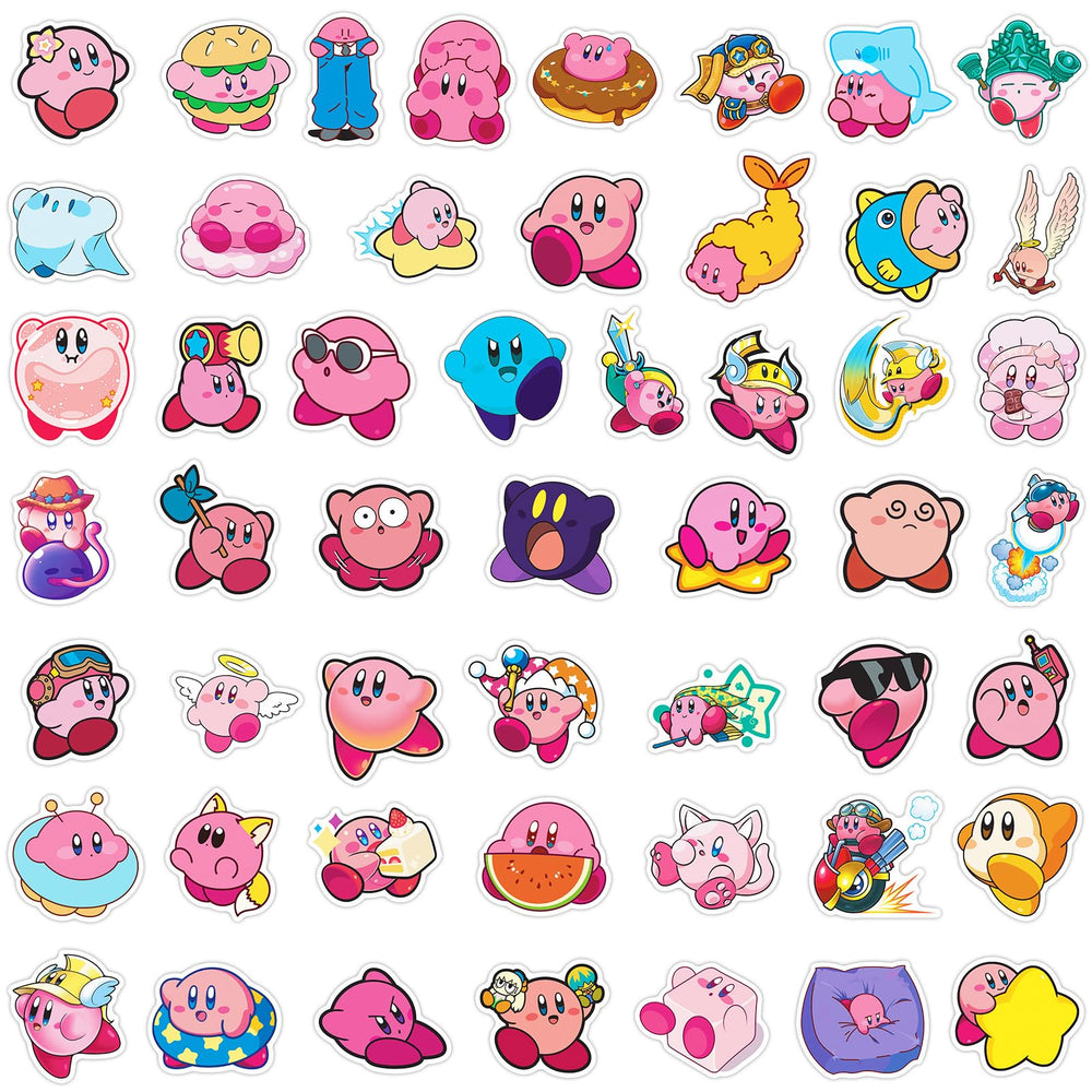 Meet Holiday Kirby stickers close-up of waterproof vinyl detail