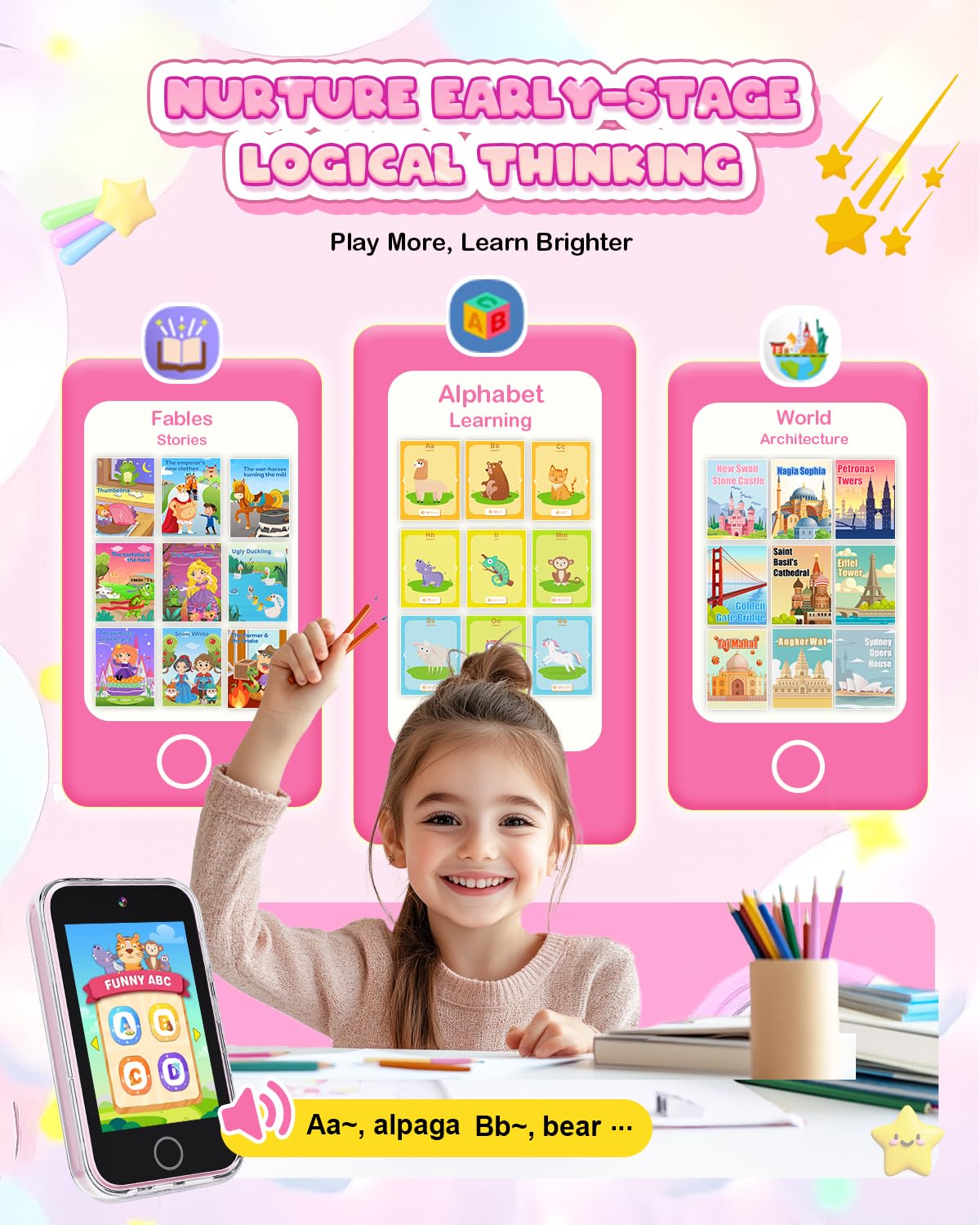 Meetrye Kids Phone 3.5 inch screen reduces eye strain for small hands