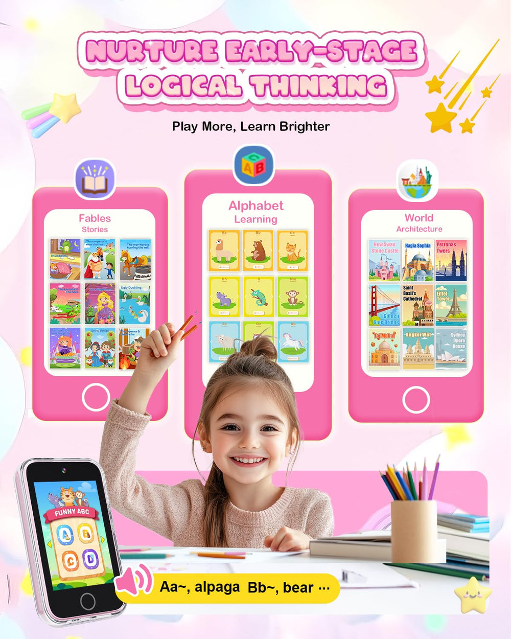 Meetrye Kids Phone 3.5 inch screen reduces eye strain for small hands