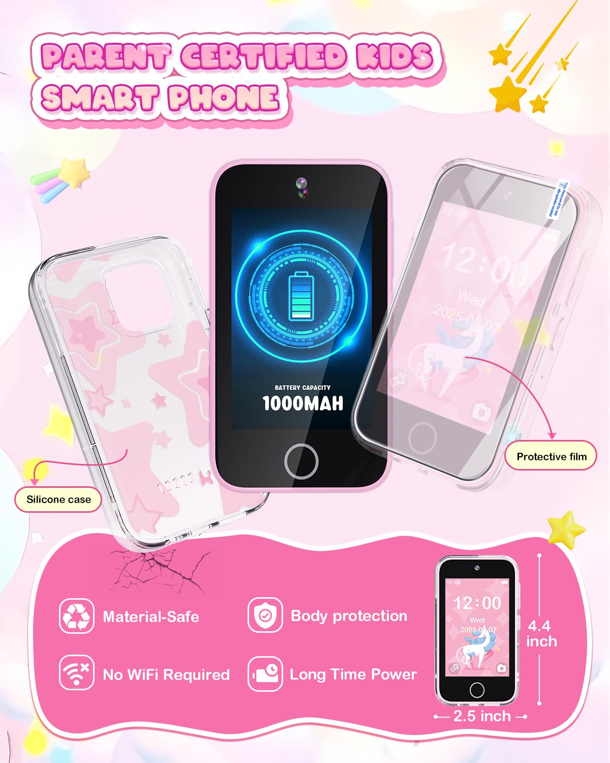 Meetrye Kids Phone long lasting 1000 mAh battery for extended play