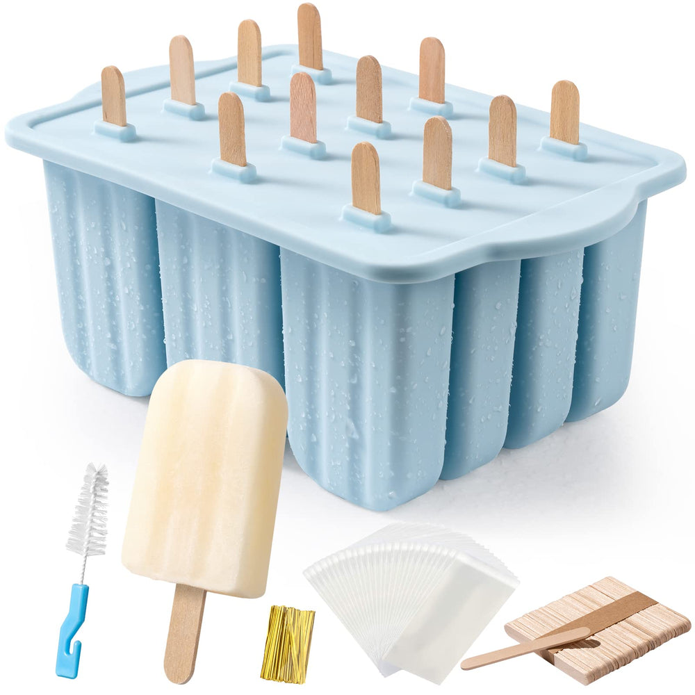 MEETRUE popsicle molds with 12 cavities for varied flavors and quick batches.