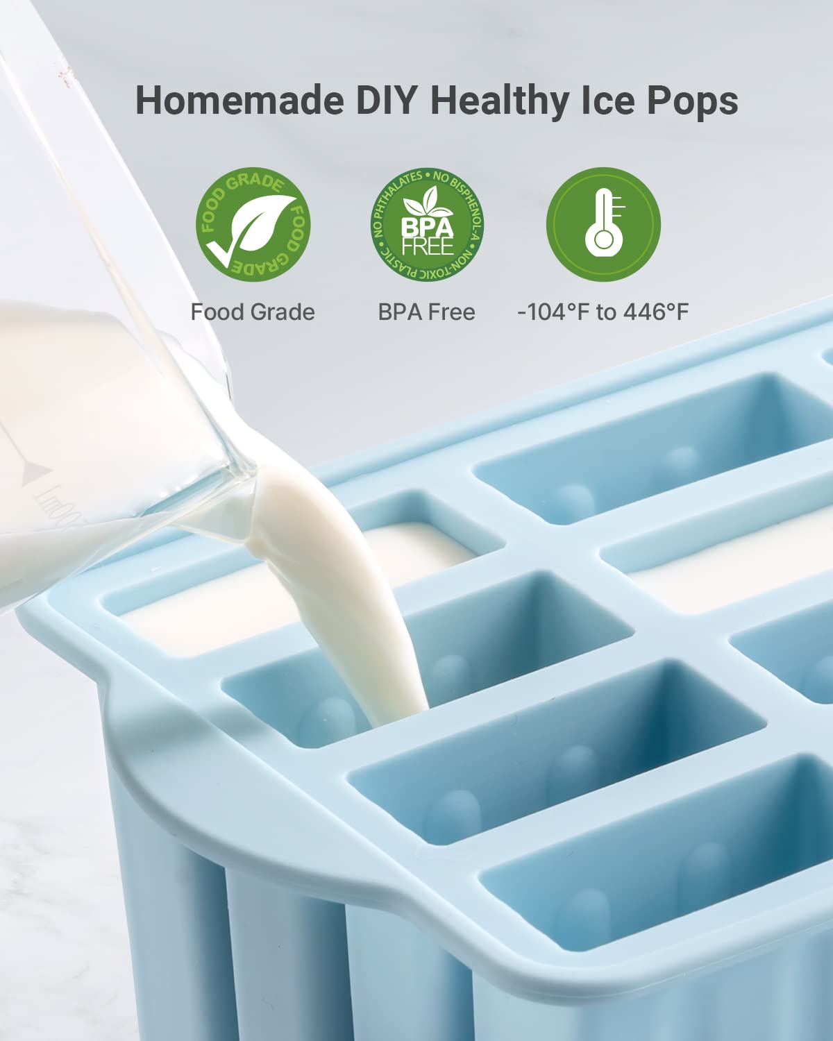 MEETRUE silicone popsicle maker featuring flexible, easy-release design.