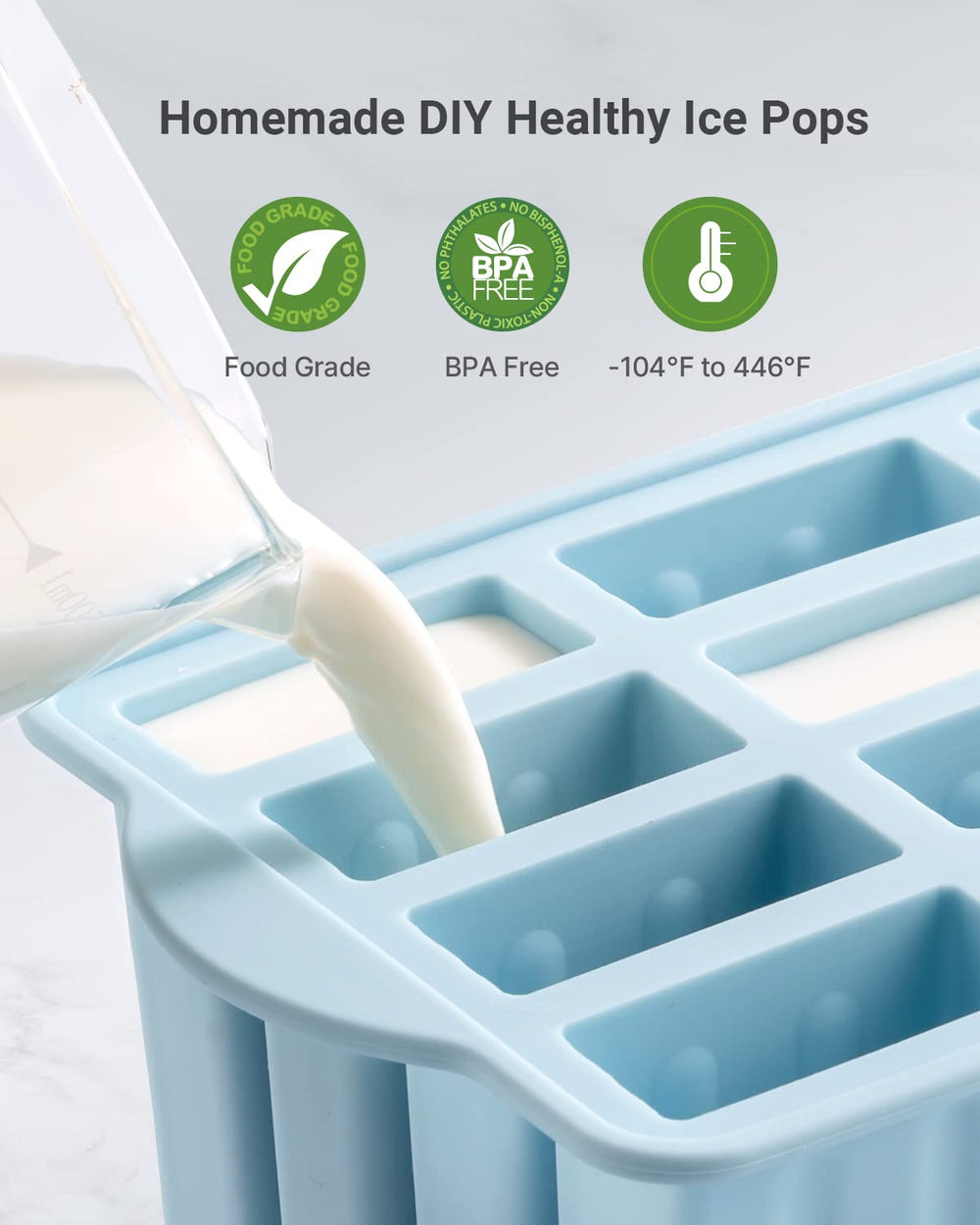 MEETRUE silicone popsicle maker featuring flexible, easy-release design.