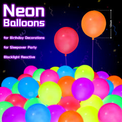 Mega-L Glow in the Dark Balloons watermelon red glow under UV light for dynamic sleepovers.