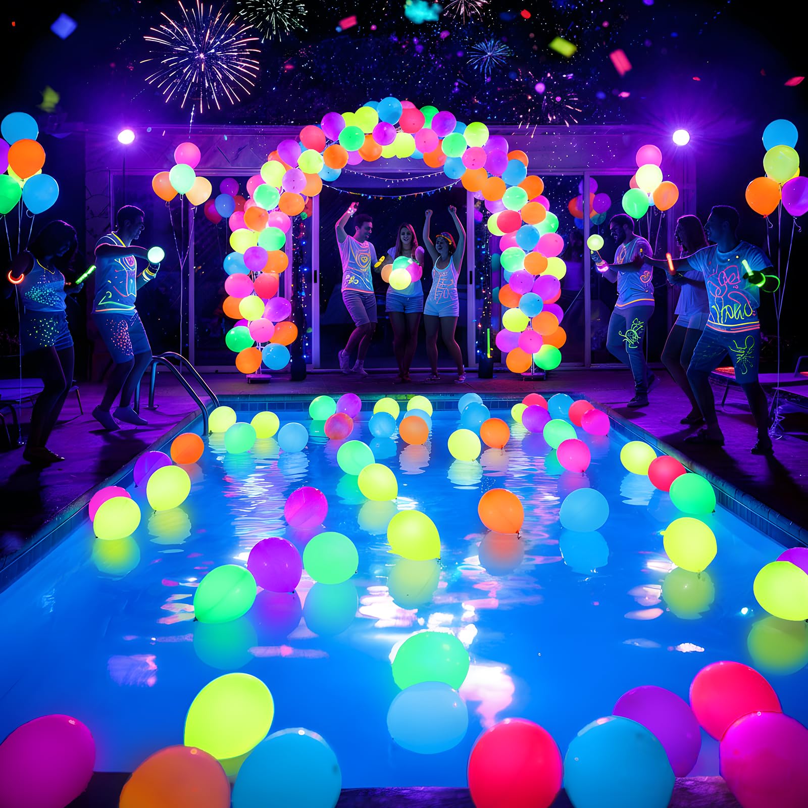 Mega-L Glow in the Dark Balloons yellow glow under UV light for bold celebrations.