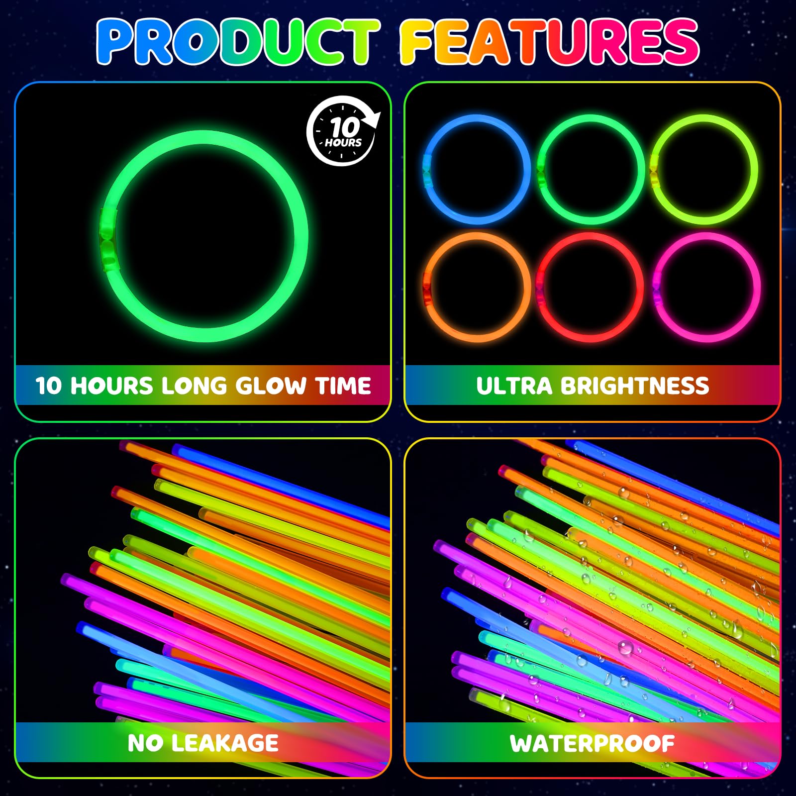 Mega-Loopolis Mega-L glow sticks are waterproof and float, ideal for pool parties.