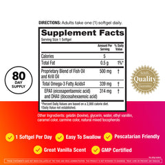 MegaRed four-in-one label image promoting cardiovascular, joint, brain, and eye benefits