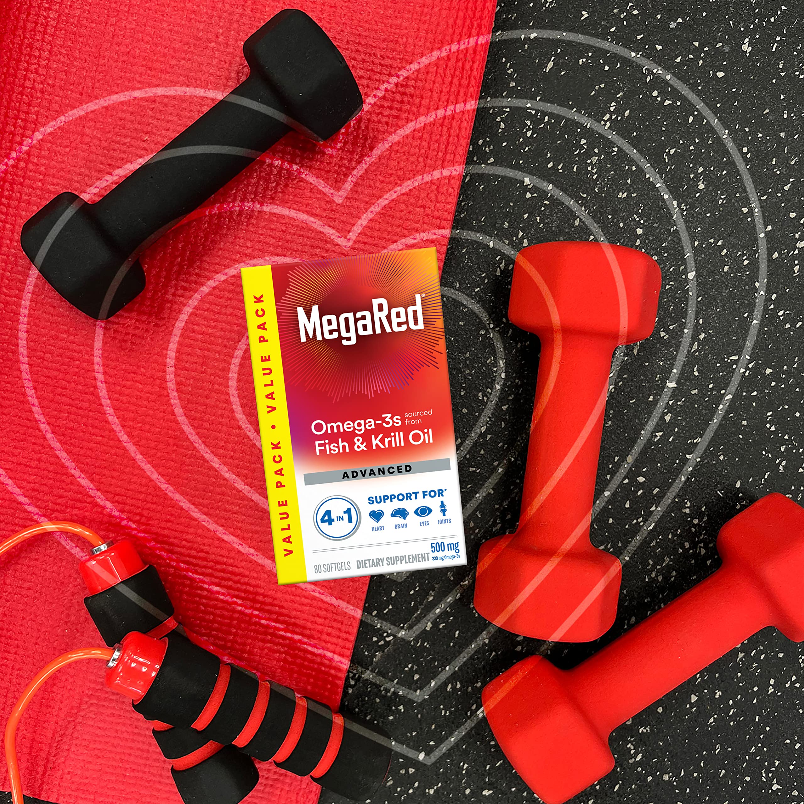 MegaRed heart health visual suggesting cardiovascular support options
