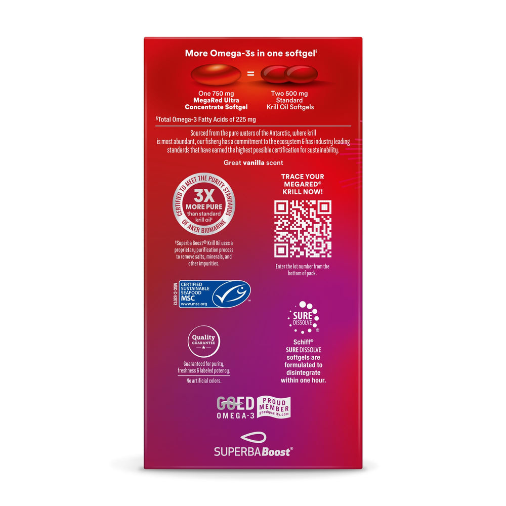 MegaRed astaxanthin antioxidant badge on label signals natural antioxidant support.