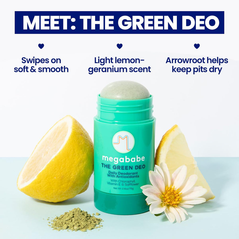 Megababe Daily Deodorant Green Deo stick glides smoothly for comfortable wear.