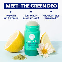 Megababe Daily Deodorant Green Deo stick glides smoothly for comfortable wear.