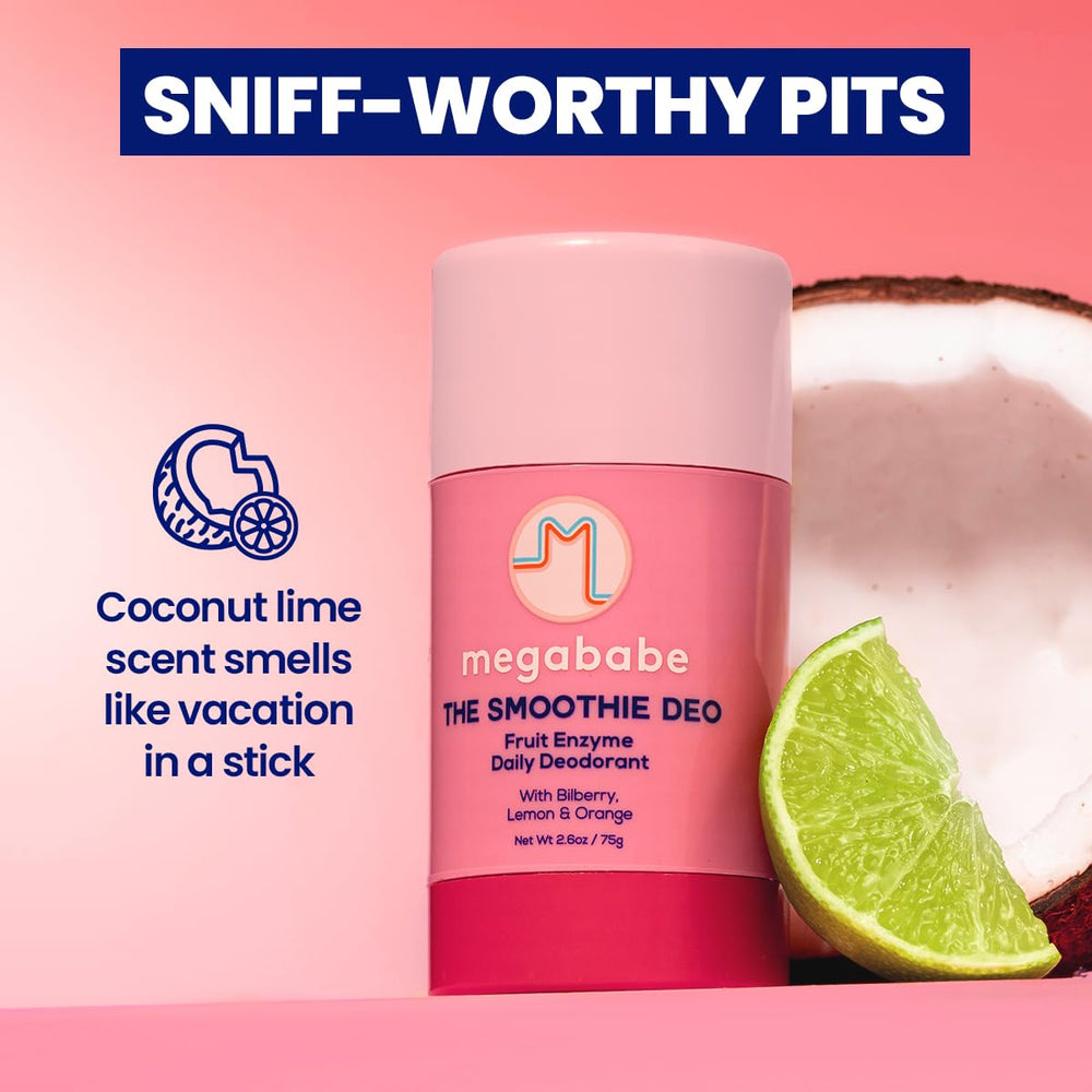 Megababe Daily Deodorant application swipe shows smooth, tug-free glide.