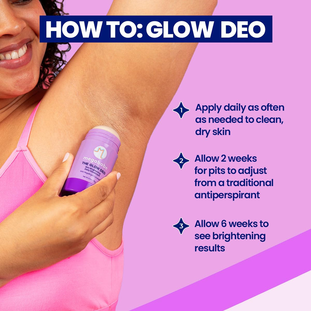 Megababe Glow Deo 72 hour odor protection in action