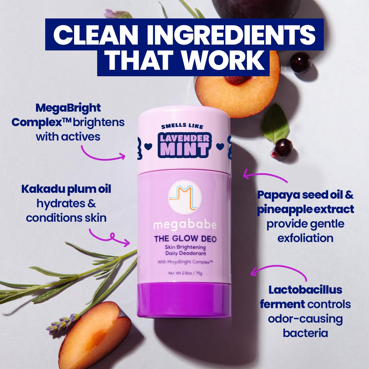 Megababe Glow Deo lavender mint scent image for daily wear