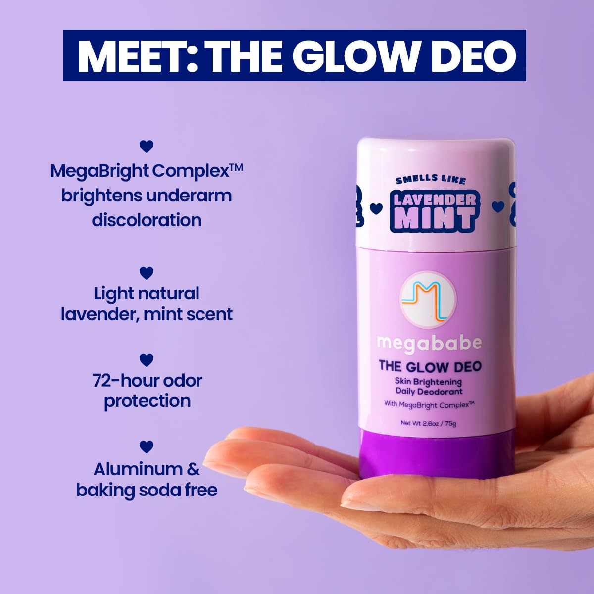 Megababe Glow Deo texture swatch showing smooth glide for easy application