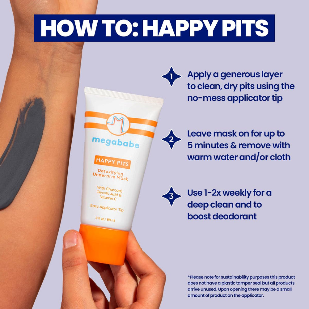 Megababe Happy Pits multi-acid blend exfoliates gently