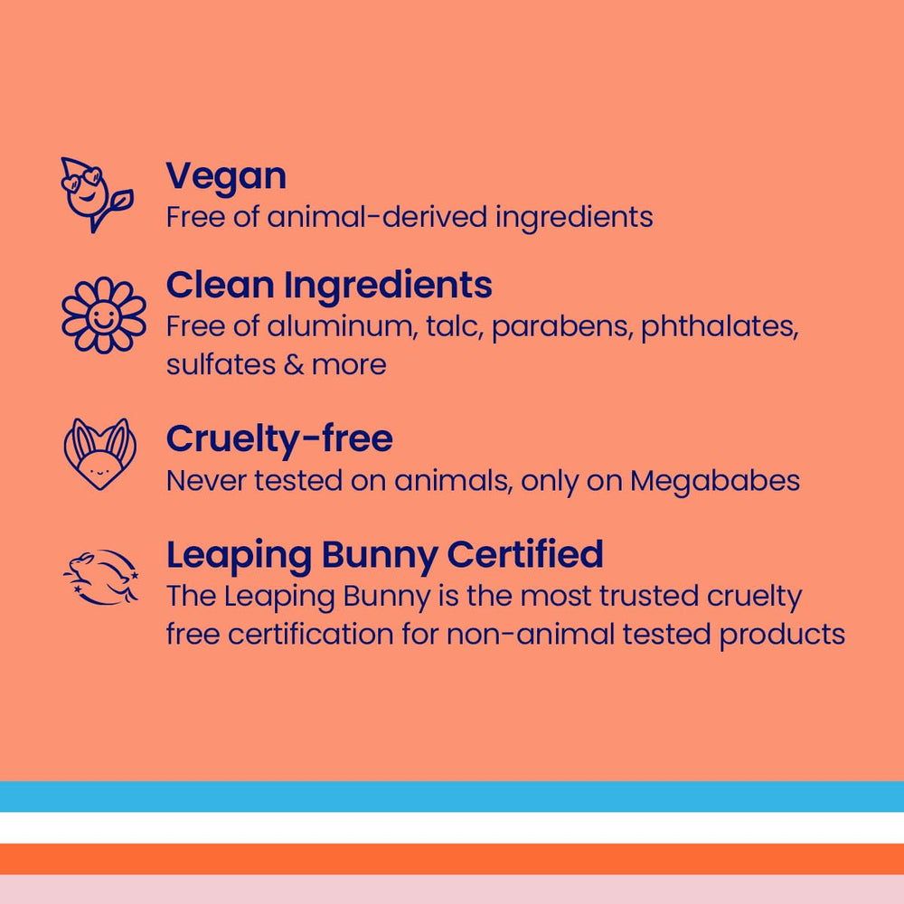 Megababe Peachy Deo 72-hour protection conveys long-lasting odor control.