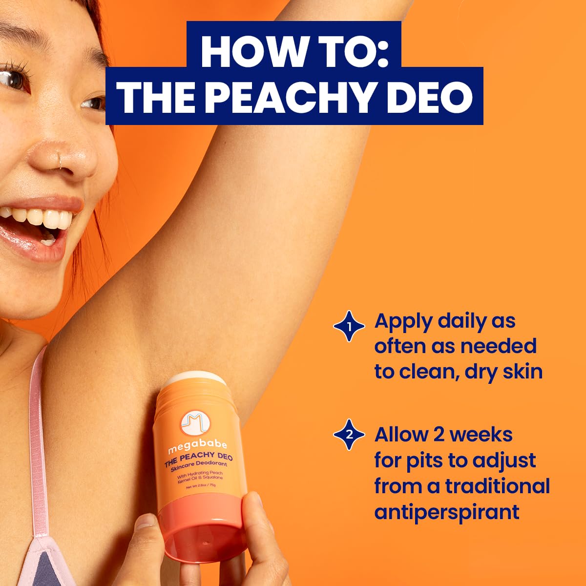 Megababe Peachy Deo ingredient squalane supports skin barrier health.