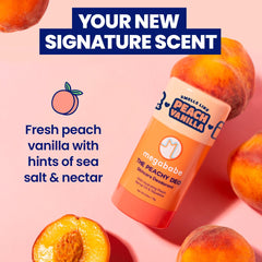 Megababe Peachy Deo stick closeup shows smooth glide and creamy texture.
