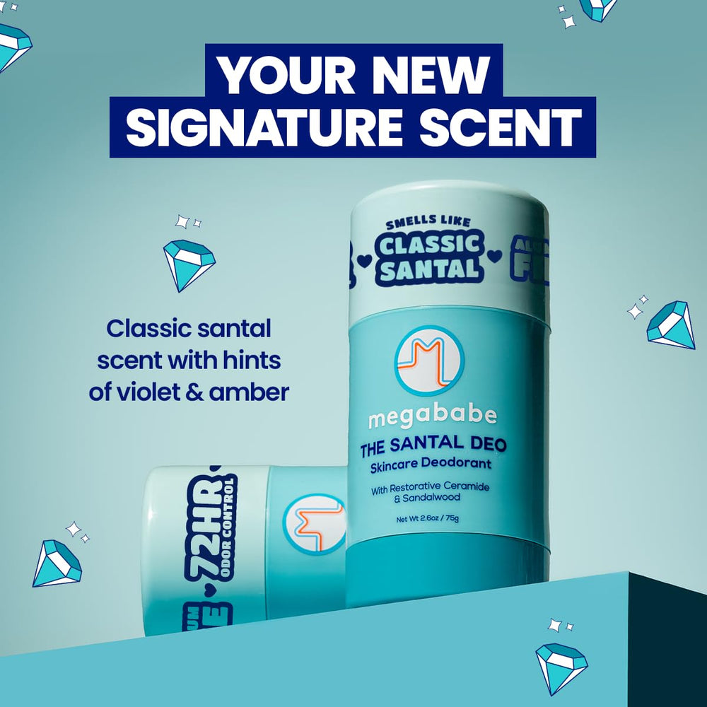 Megababe Santal Deo stick close-up highlighting smooth glide
