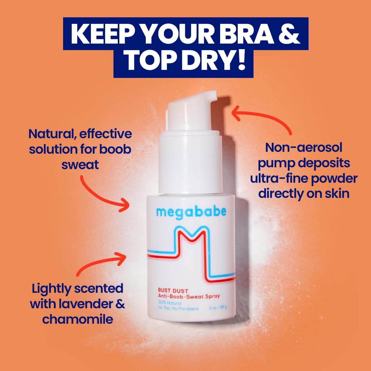 Megababe Sweat Absorbing Powder direct application demonstrates precise placement.