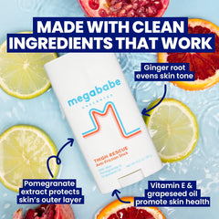Megababe Thigh Rescue unscented formula used at bra line area.