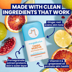 Dermatologist-approved natural formula mini-stick prevents chafe on sensitive skin.