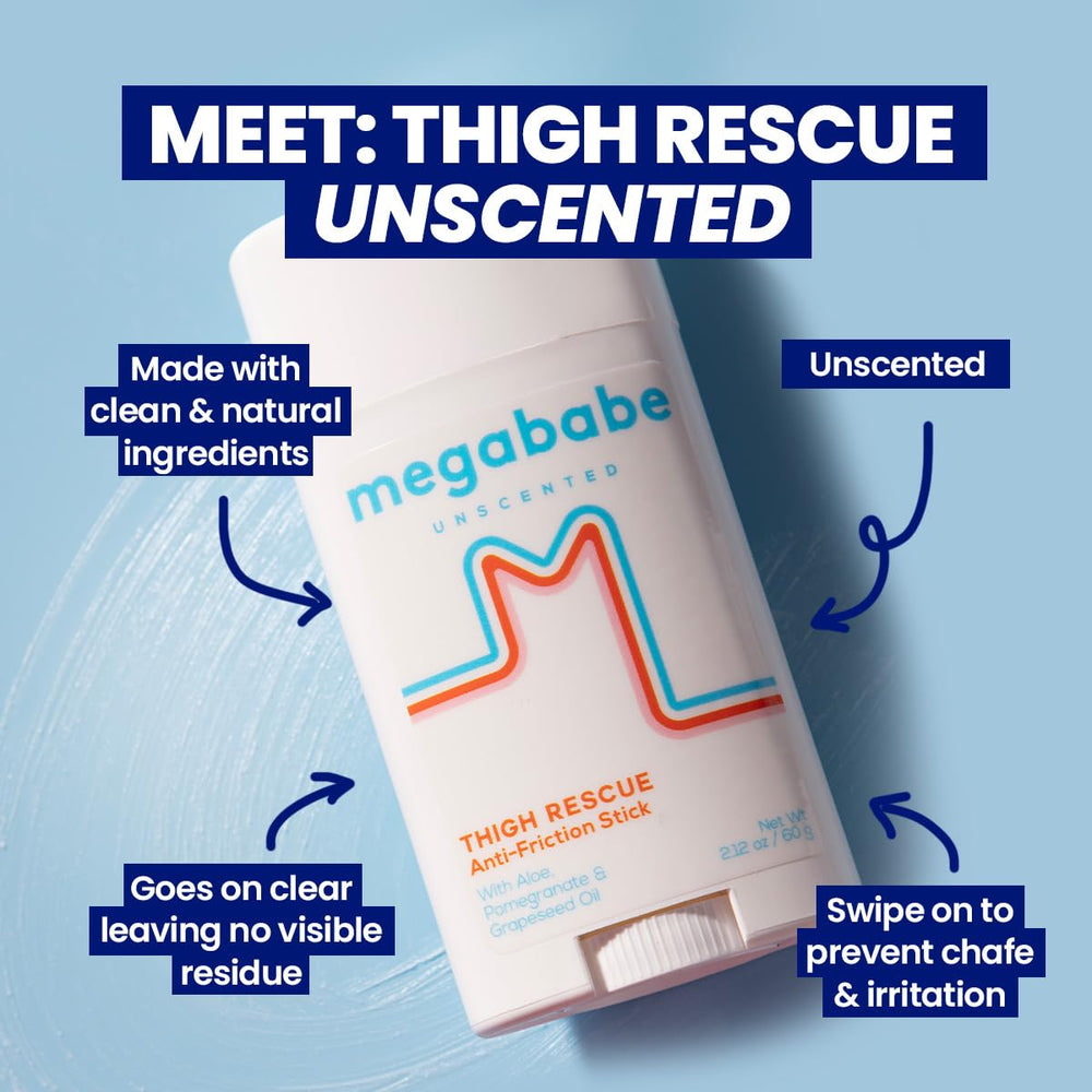 Megababe Thigh Rescue stick close-up shows smooth glide.