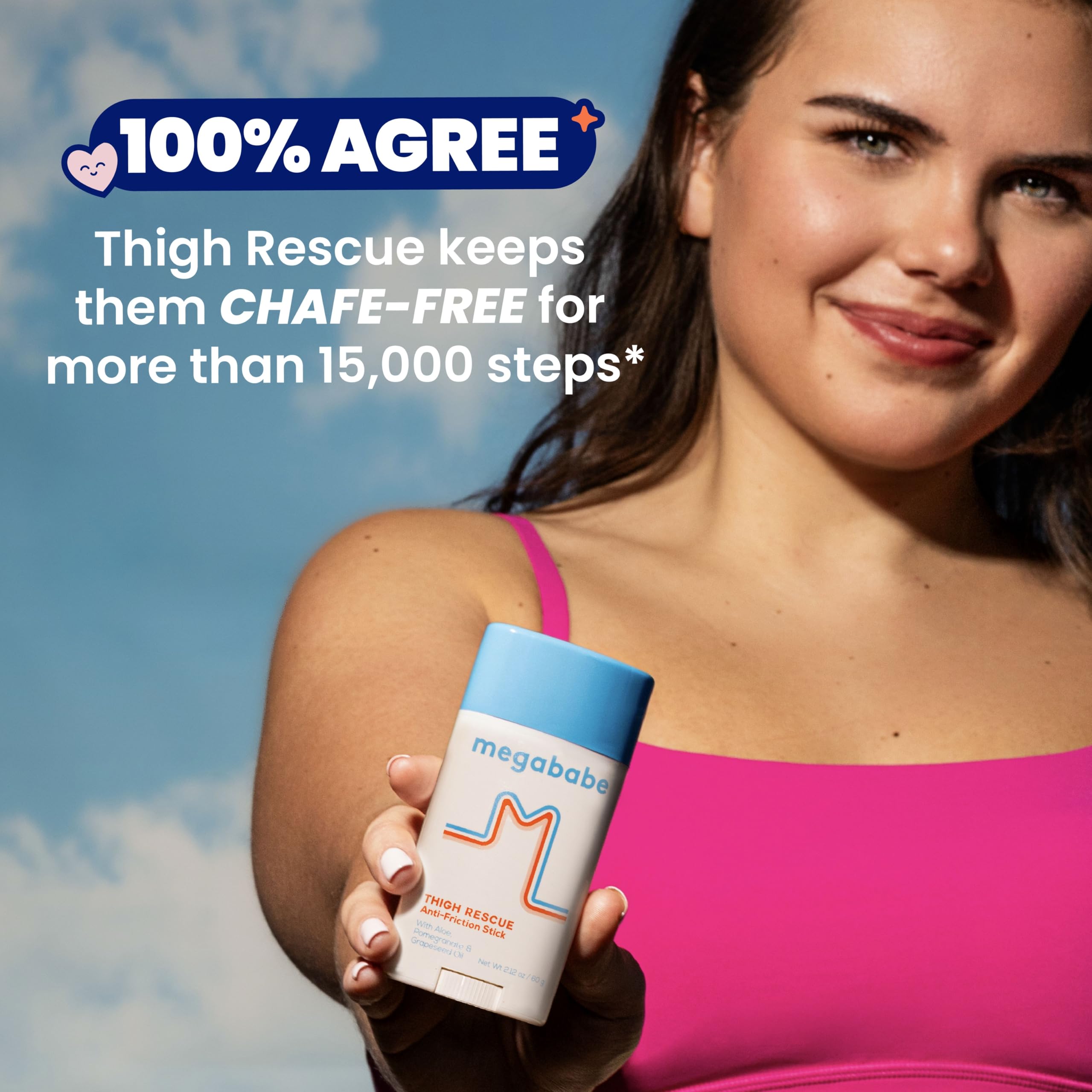 Megababe Thigh Rescue on skin with non-greasy feel.
