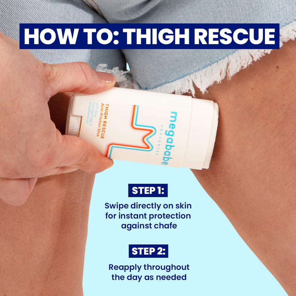 Megababe Thigh Rescue protects waistband from friction during activity.