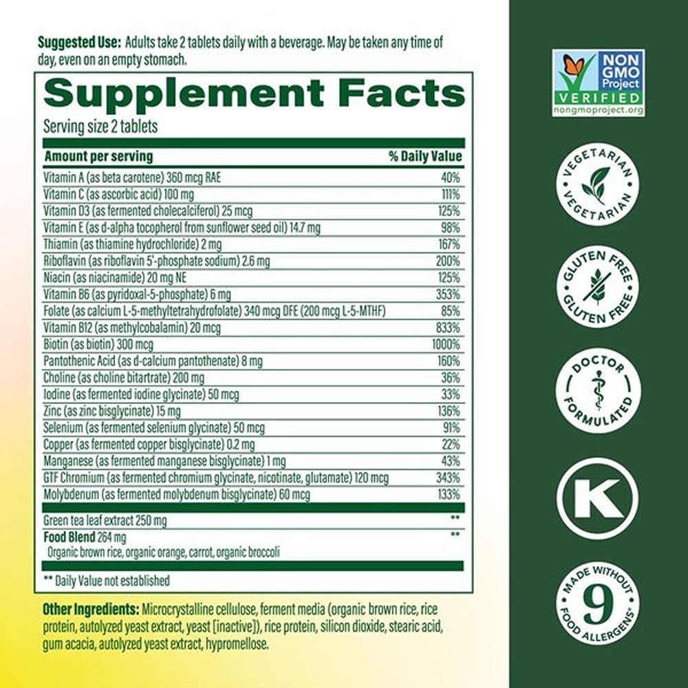 MegaFood bottle back label highlights vitamin D3 and B vitamins for daily energy.