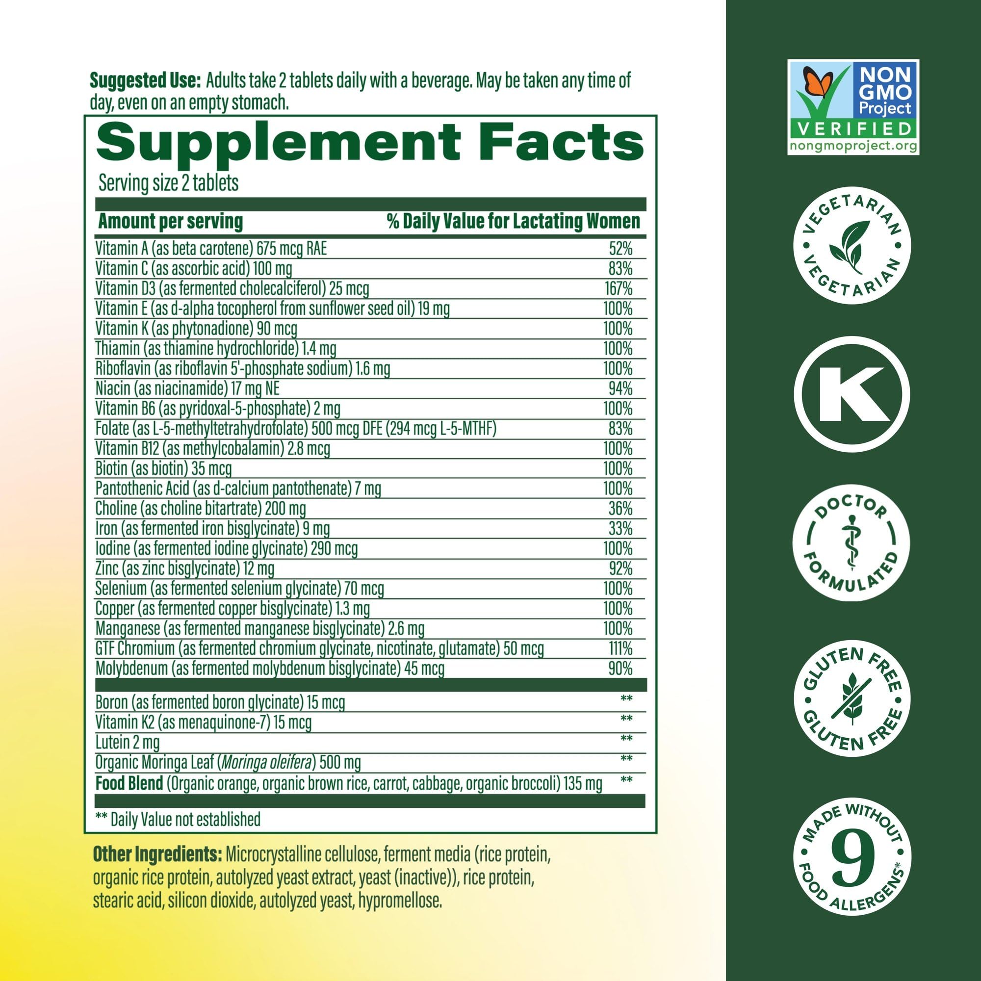 MegaFood Baby & Me 2 tablets being poured for convenient daily postnatal support.