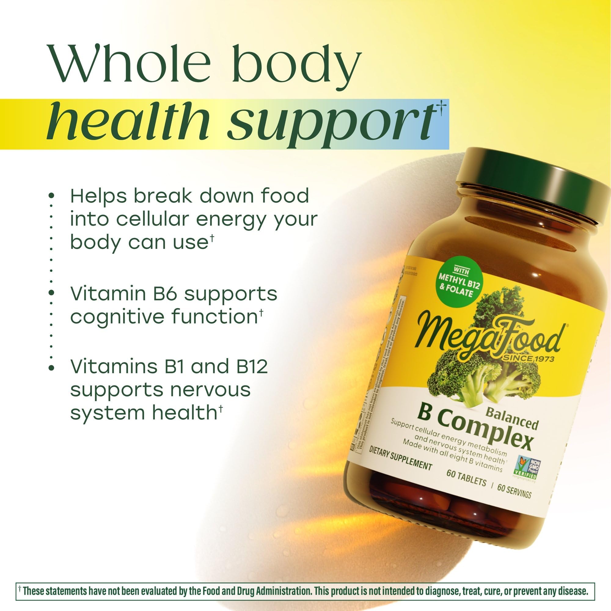 MegaFood Balanced B Complex capsules closeup suggests easy daily use.