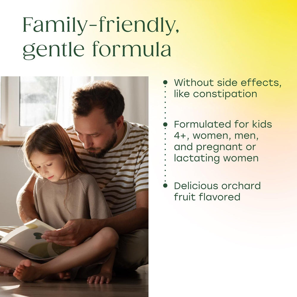 MegaFood Blood Builder orchard fruit flavor visual for kid-friendly intake.