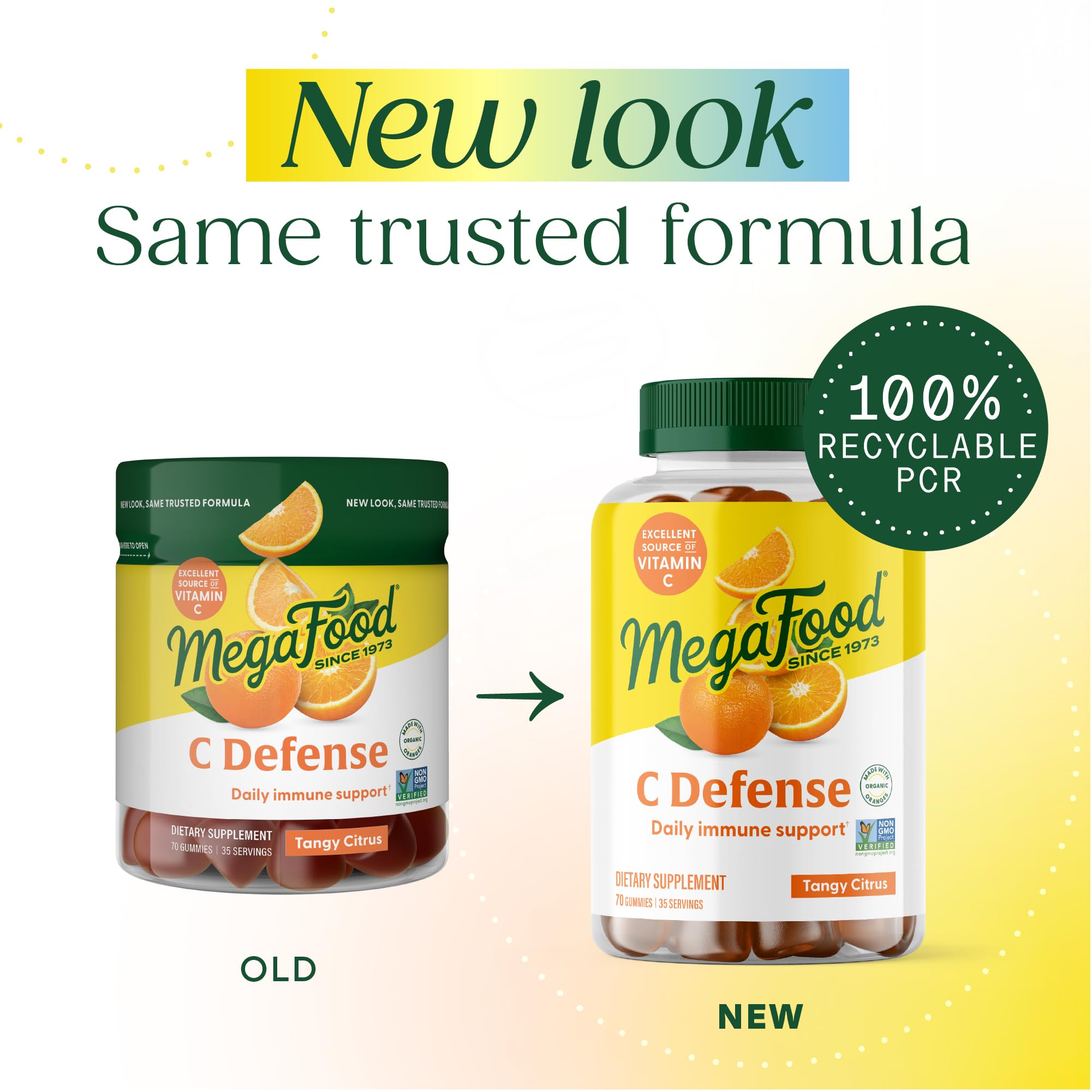 MegaFood C Defense tangy citrus gummies, family-friendly vitamin C for everyday wellness.