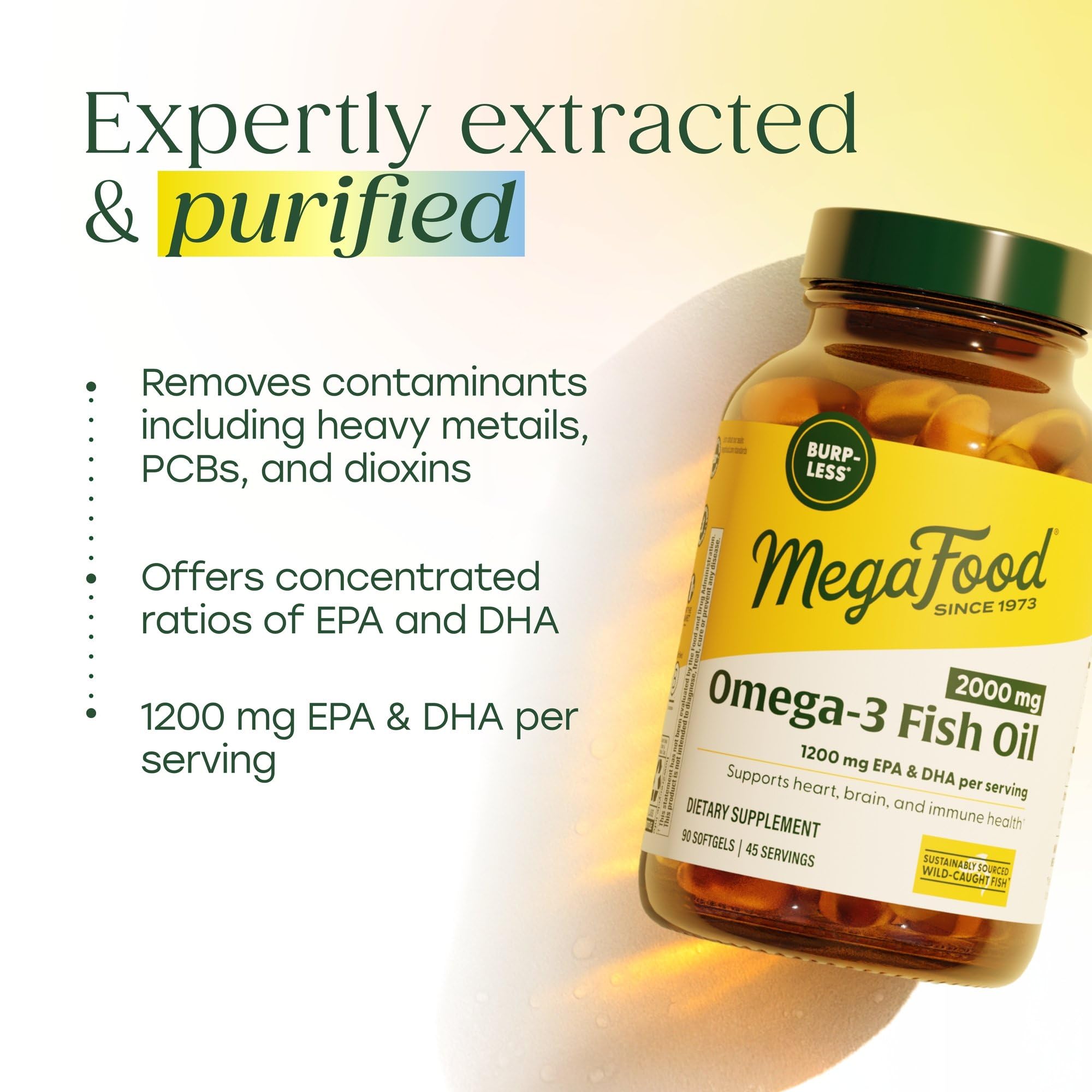 MegaFood label shows 1200mg EPA to DHA per serving.
