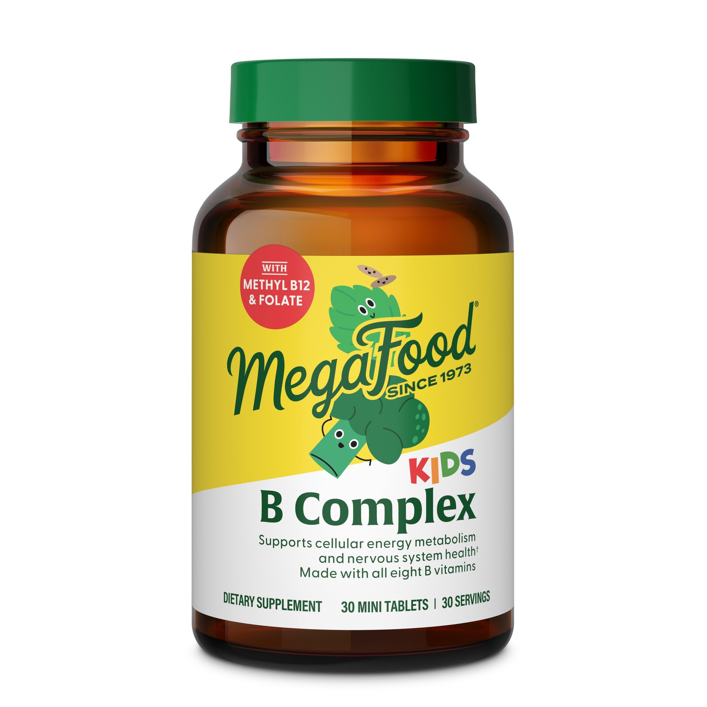 MegaFood Kids B Complex mini tablets for daily energy support.