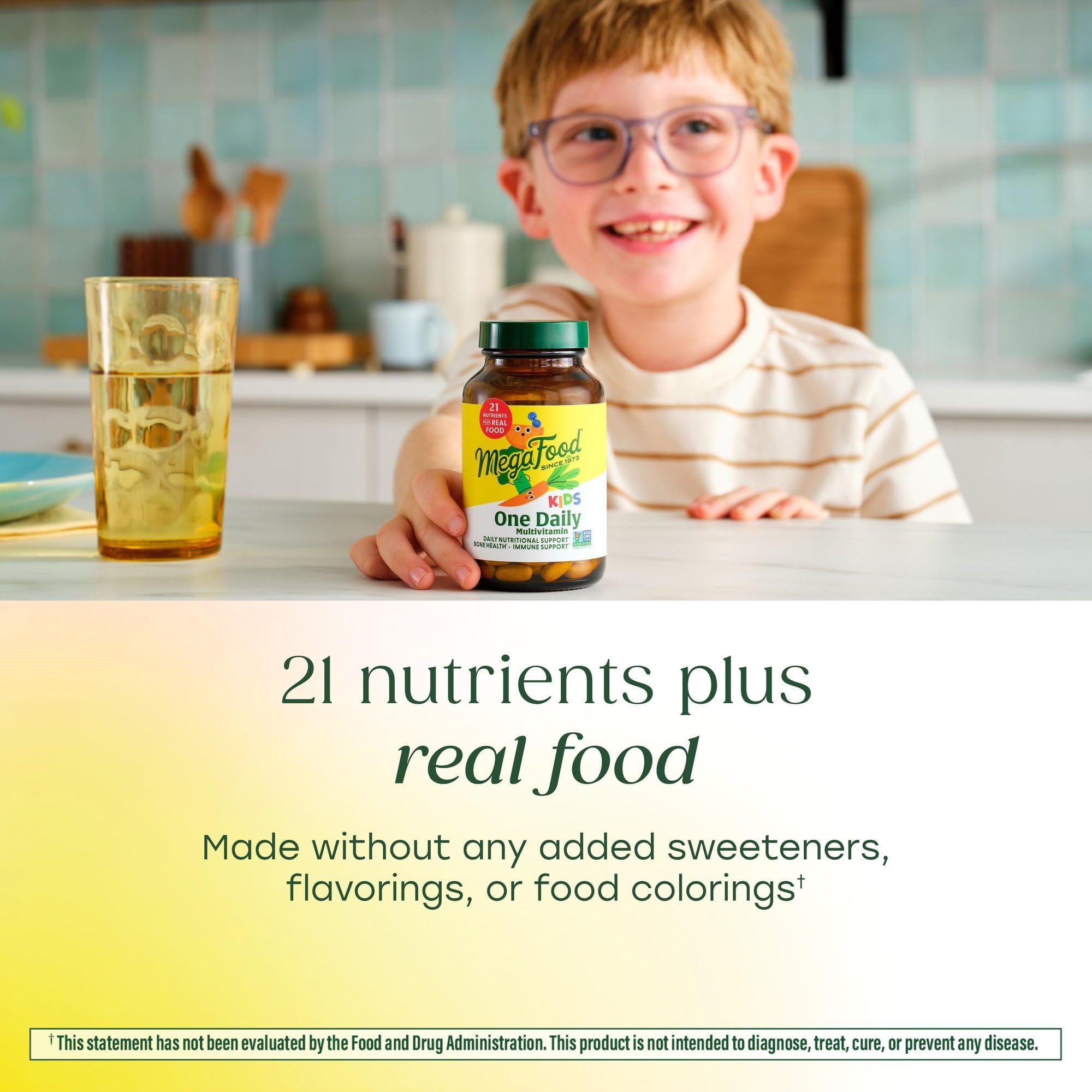 Gluten-free MegaFood Kids One Daily multivitamin bottle label