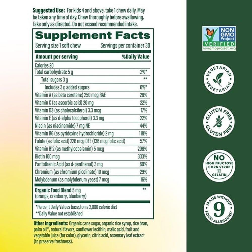 MegaFood Kids One Daily Soft Chews grape close-up highlights tasty, kid-friendly nutrition.