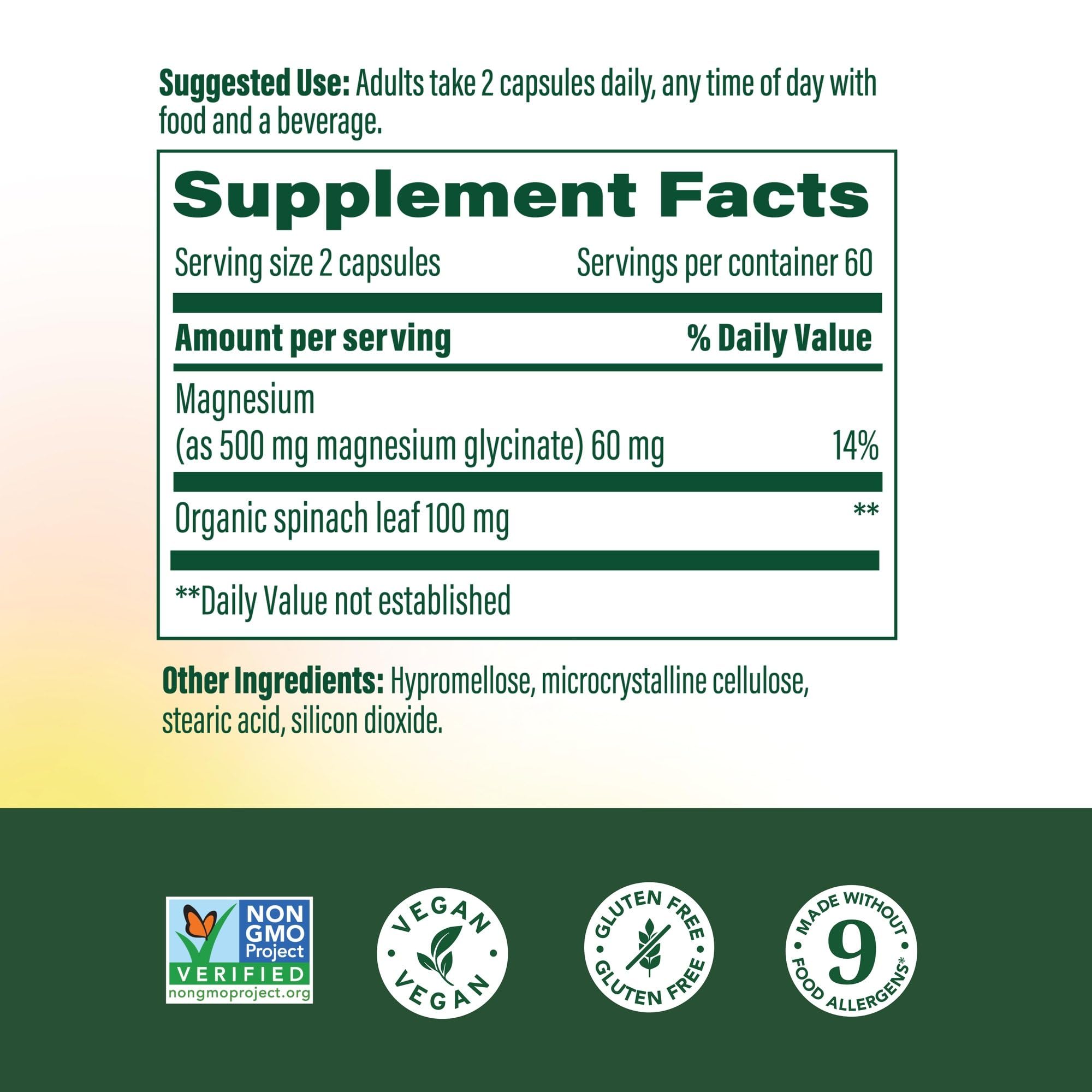 MegaFood Magnesium Glycinate capsules close-up showing gentle chelated form